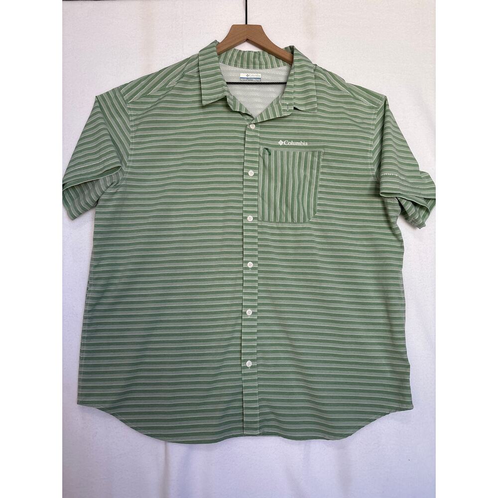 Columbia Omni-Shade Shirt Mens XXL  Striped Short Sleeve Button Up